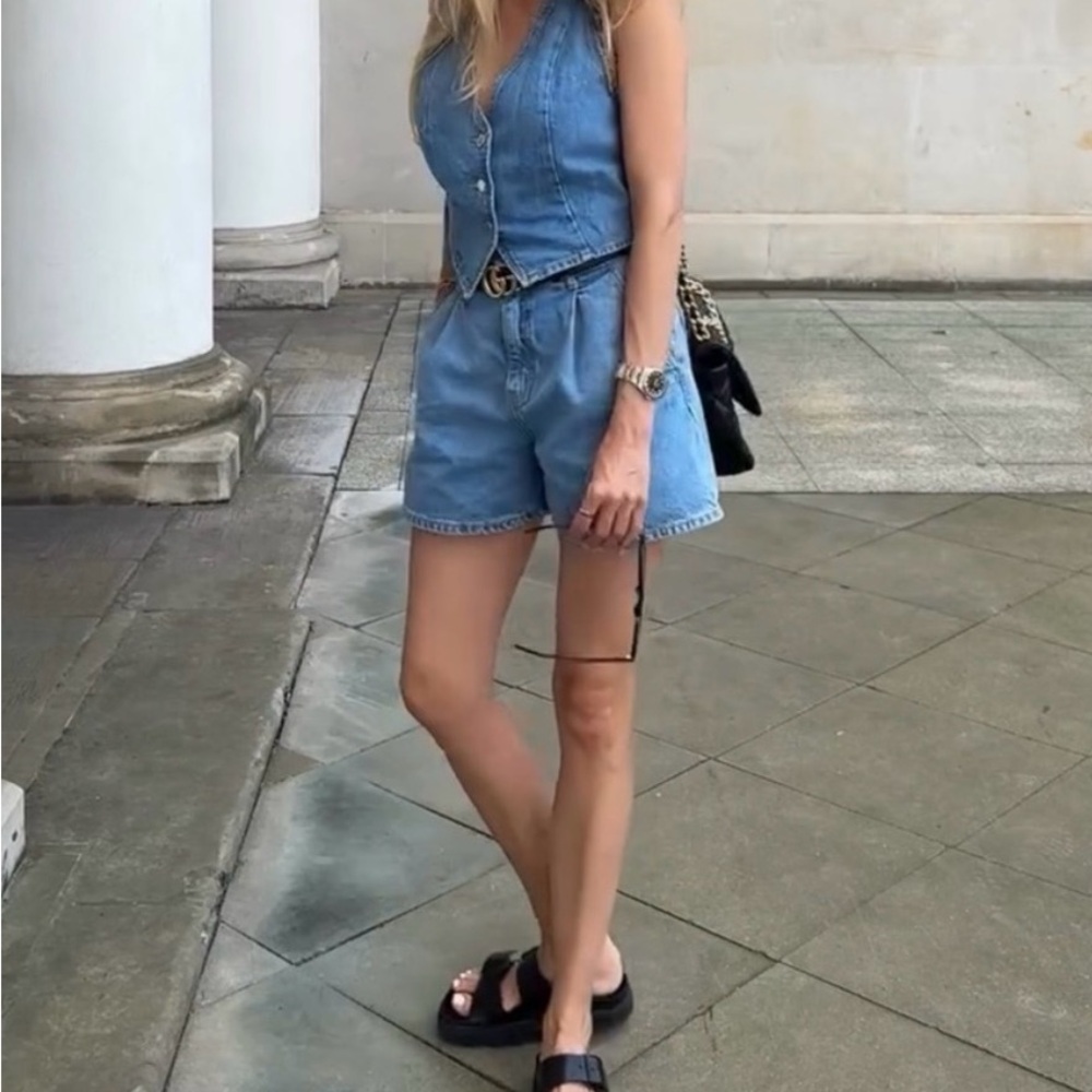 Zara Denim Pleats Shorts